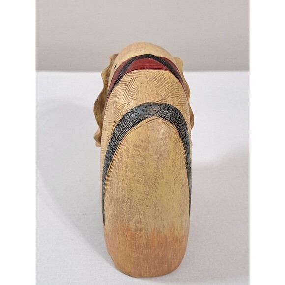 Hard Resin Elephant Figurine with Tribal Markings 4" X 4.5" - Picture 5 of 6